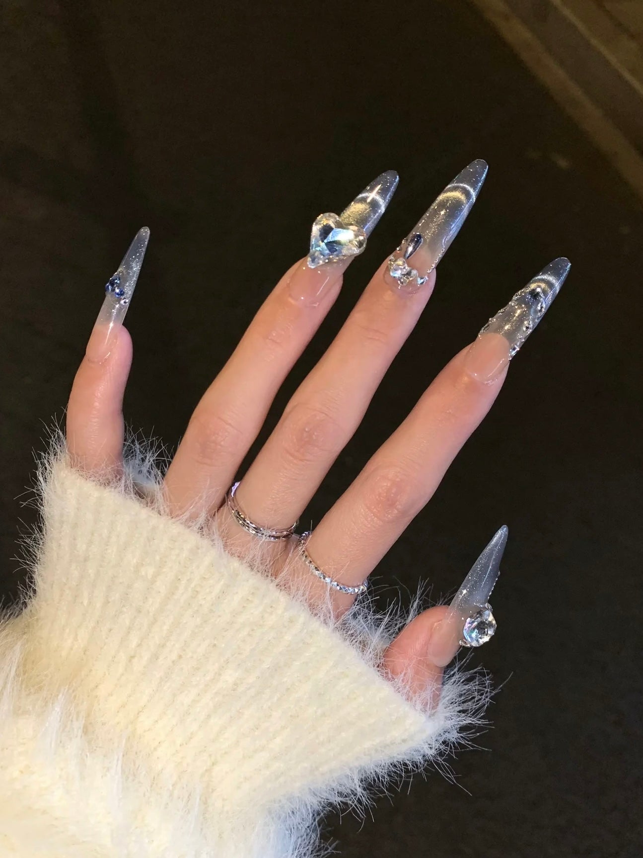 Blue Cat Eye Nails