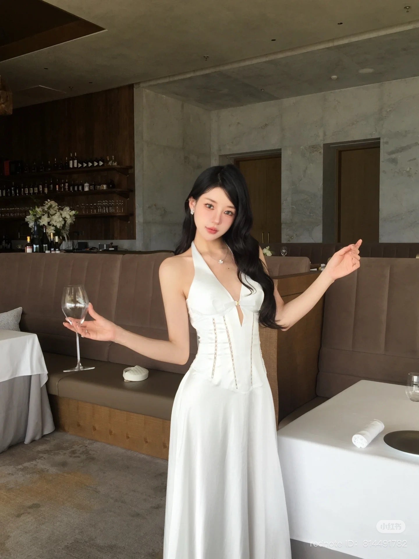 a- Long White Satin Dress