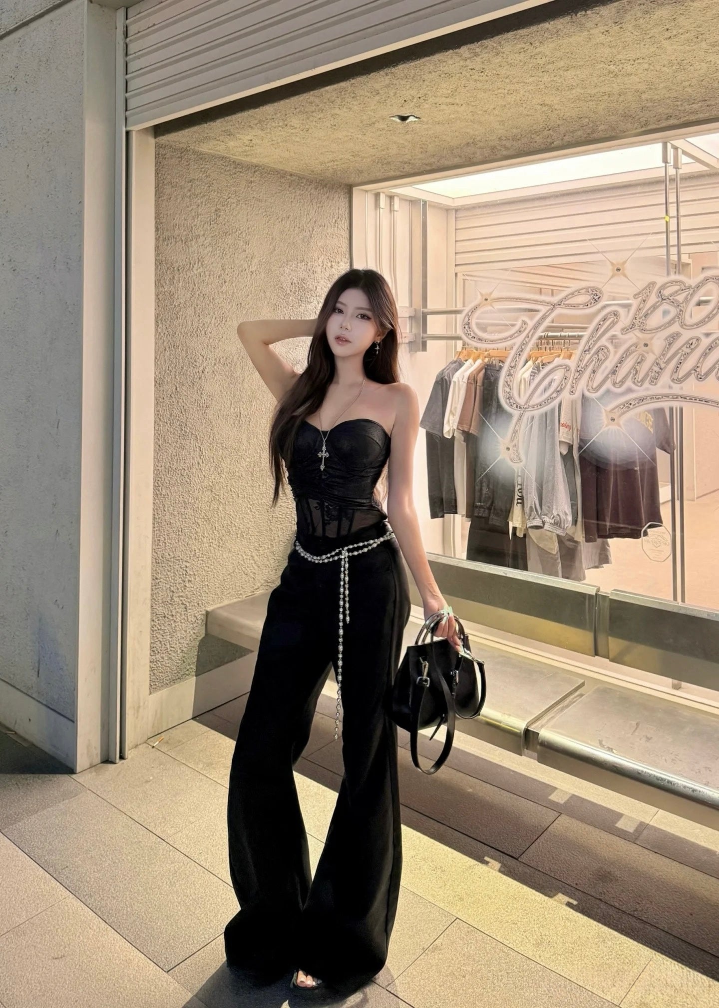 Leather Corset with Lace Stitching