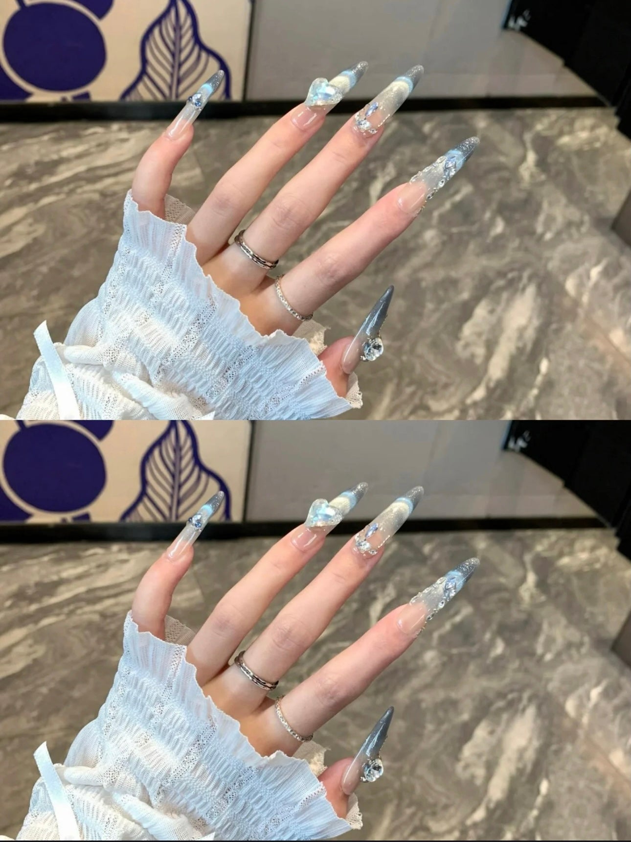 Blue Cat Eye Nails
