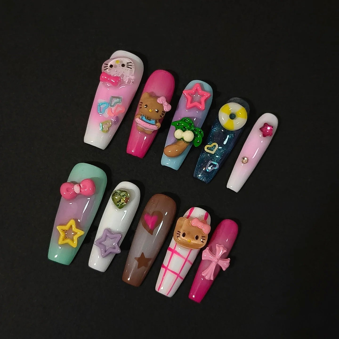 Beach Kitty Nails