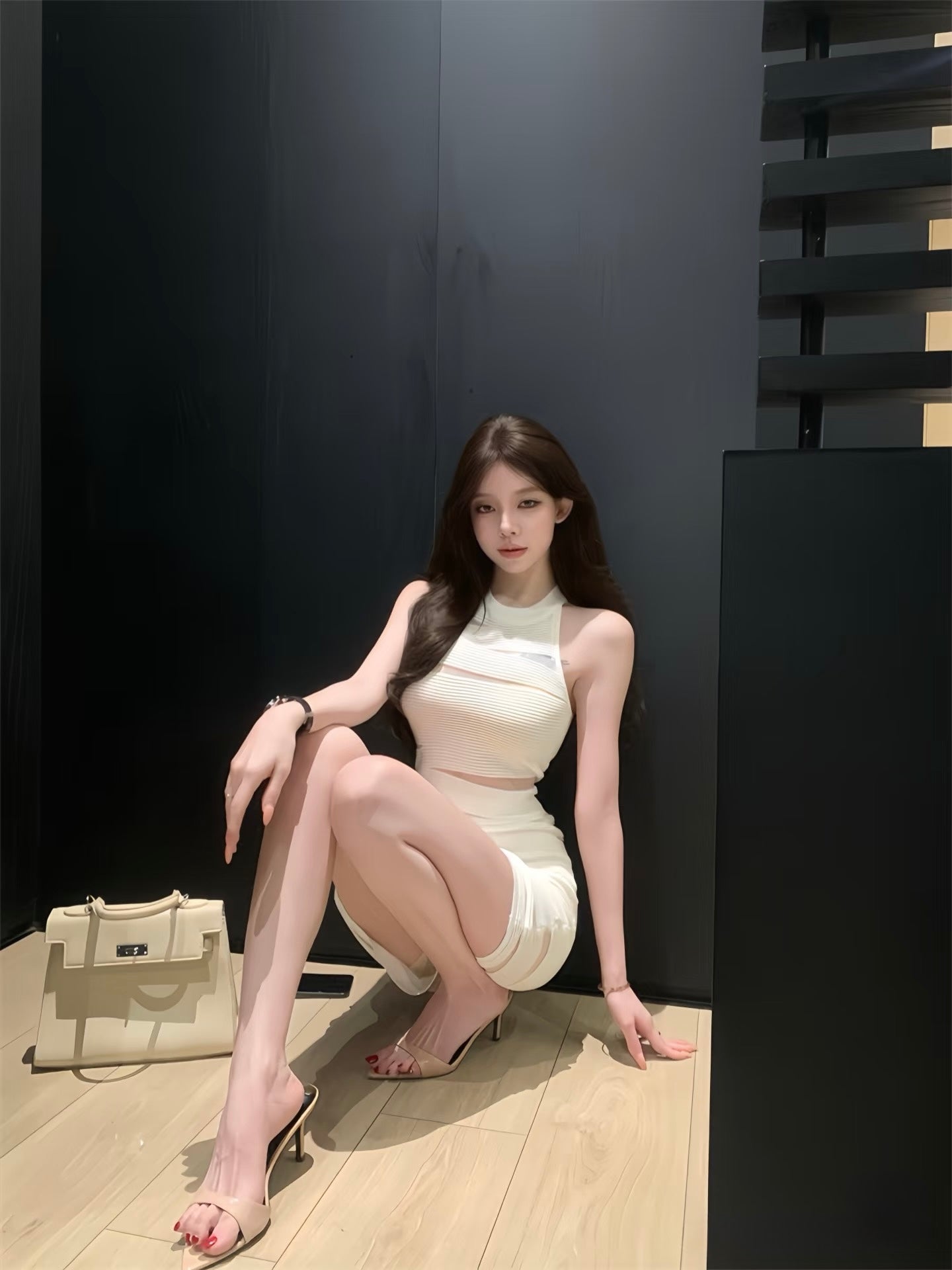 A- White cut-out dress