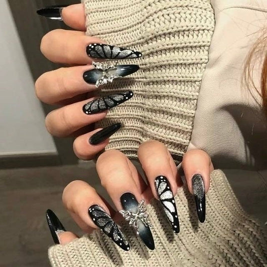 Glitter Butterfly Nails