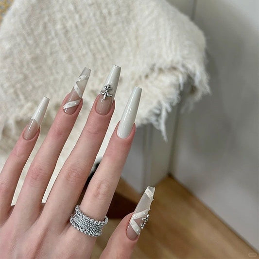 Ivory Ribbon Nails